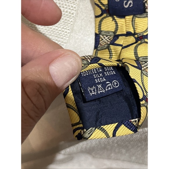 Burberry Vintage Neutral Kensington Check Plaid Equestrian Silk Long Wide Tie - Picture 6 of 7